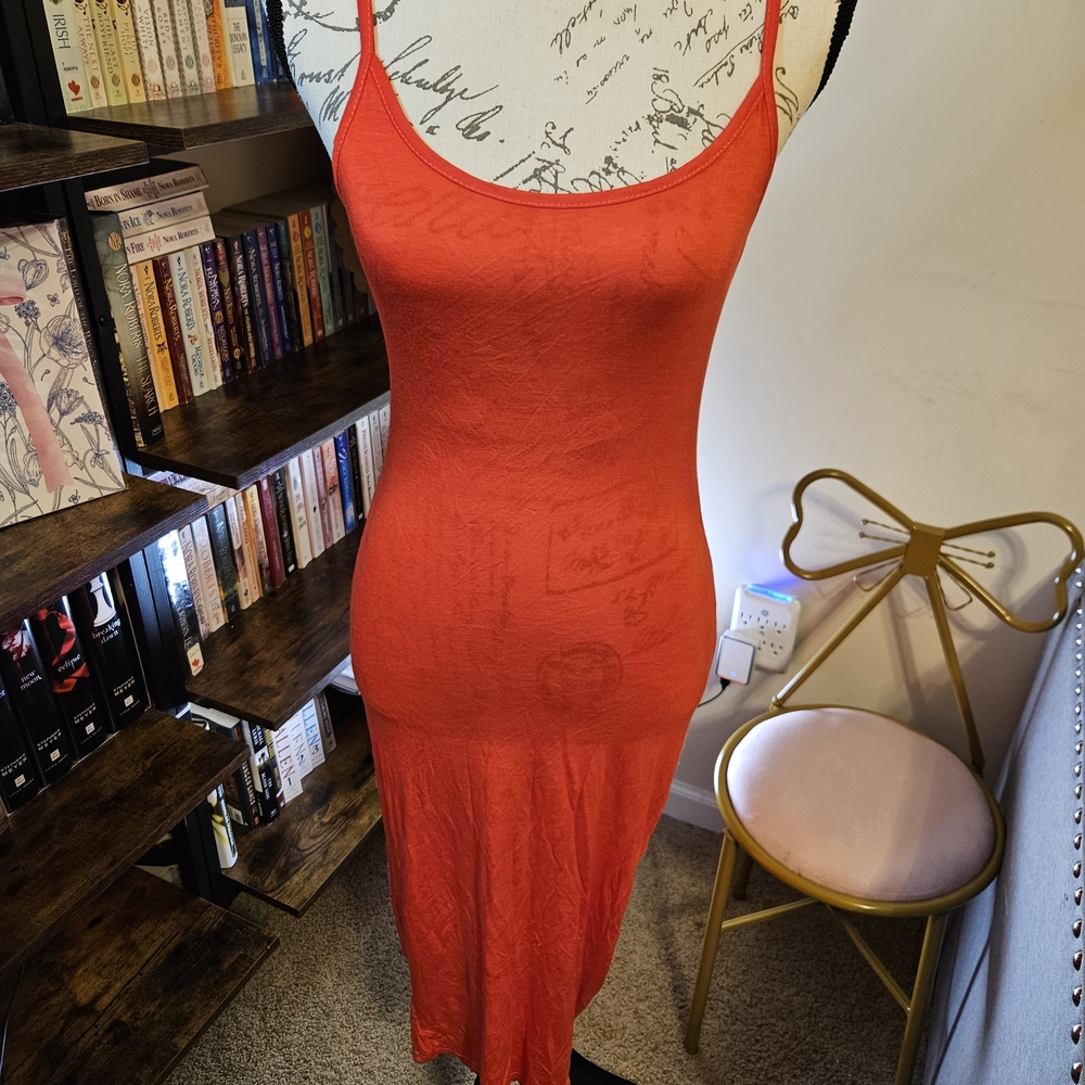 Boohoo Nicole Strappy Bodycon Midi Dress In Poppy
